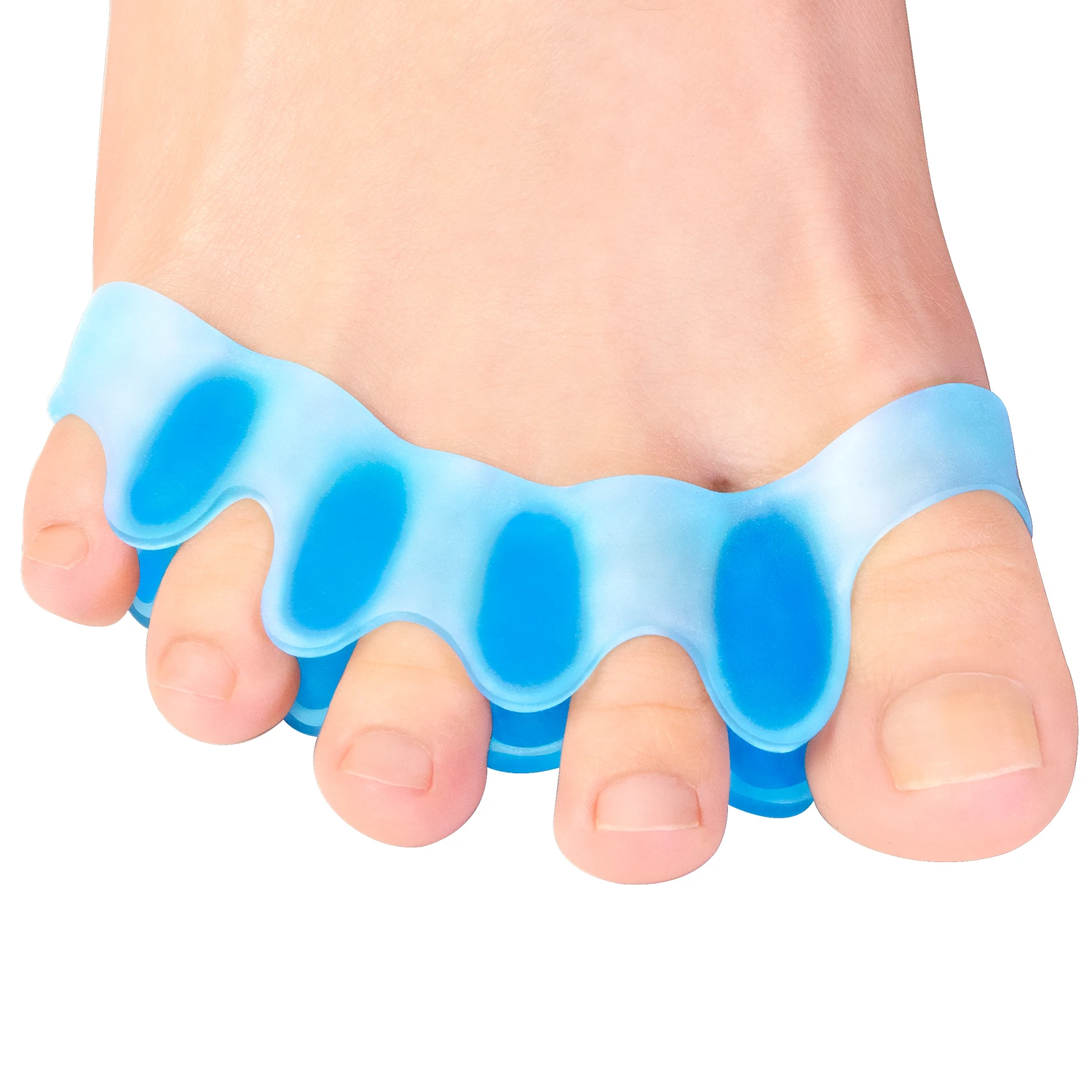 2pcs Soft Transparent Blue Toe Separators Hallux Valgus Bunion Corrector Separate Overlapping Toes Pain Relief Foot Care C1757