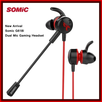 

Somic G618I Dual Mic Gaming Earphone HD Stereo Earbuds 3.5mm L Bend Wired Control In Ear Headset for PUBG Gamer PC Laptop