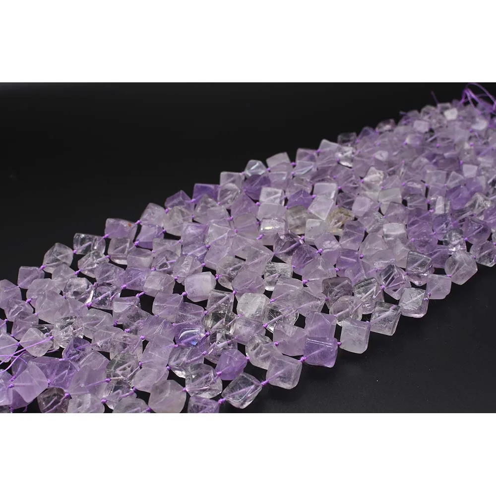 10-12mm AA Natural purple stone square shape Stone Beads For DIY necklace bracelet jewelry make 15 