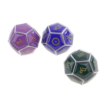 

Chrome Golden D12 Dice Zodiac Sign For D&D RPG MTG Accessory 1.6cm Pack Of 6