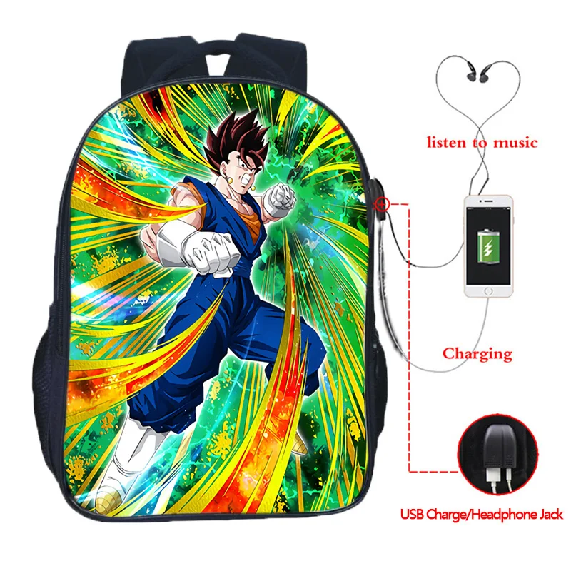 Dragon Ball Z Многофункциональный рюкзак Goku Vegeta школьные сумки для подростков девочек мальчиков зарядка через usb ноутбук рюкзак дорожные сумки - Цвет: 12