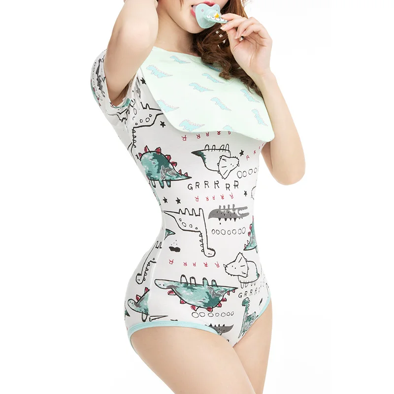 3XL Женский ABDL хлопок Onesie пижамы Ползунки промежность взрослый ребенок Onesie Комбинезон Ddlg девочка взрослый ползунок комбинезон Daddy Dom Onesie - Цвет: 3XL