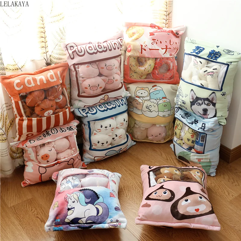 A Bag Of Plush Cartoon Pig Dogs Cat Pudding Pillow Donut Cotton