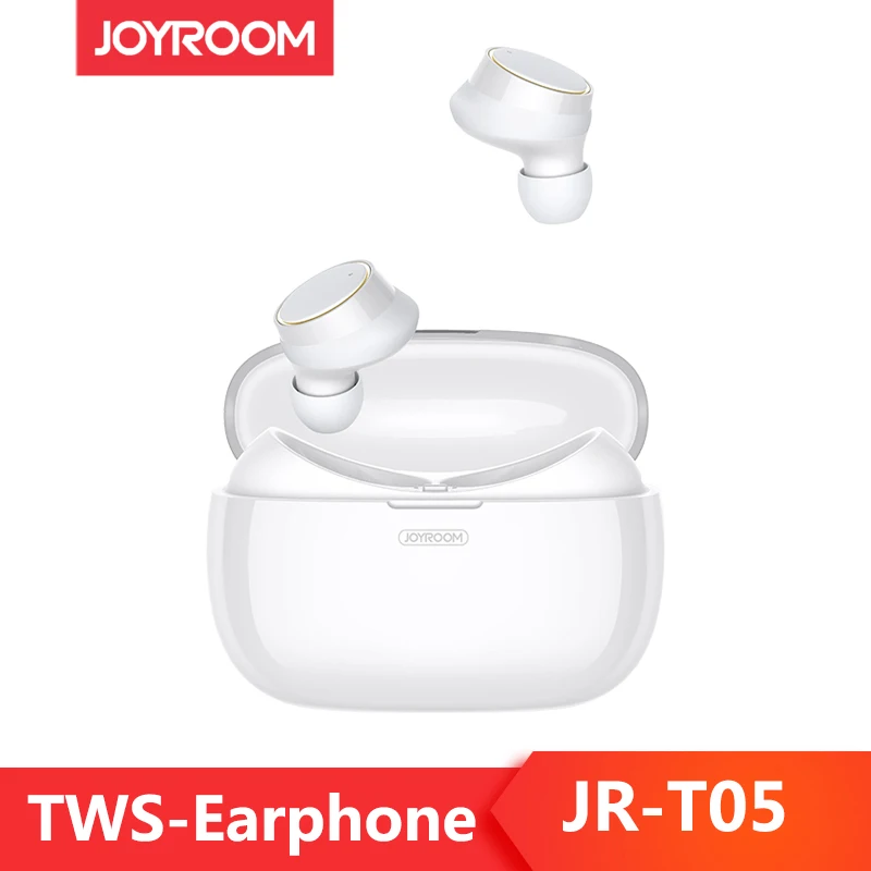 

Joyroom JRT05 TWS Bluetooth Stereo Sound Waterproof Mobile Handfree Earphone Stereo bass Wireless Mini Earbuds With Charging Box