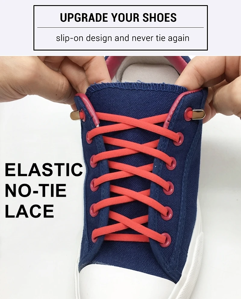 1Pair Solid Color Semicircle Shoelaces Elastic Lace No Tie Shoe Laces Kids Adult Quick Lazy Shoelace