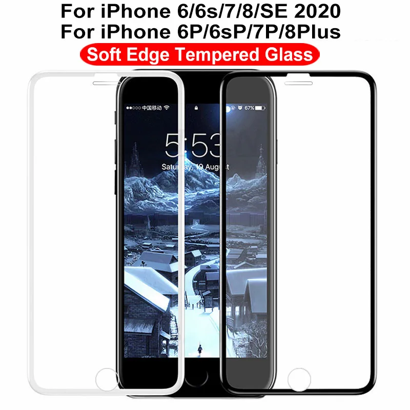 9D Curved Edge Protective Glass For iphone SE 2020 7 8 Plus Glass on iPhone 8 7 6 6S Plus Tempered Glass Film Screen Protector