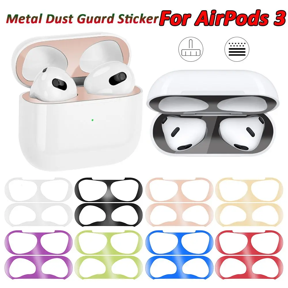 Metal Dust Guard Sticker Case for Apple AirPods 3 Earphone Cover Headphone Charging Box Protective Accessories | Электроника