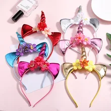 Для детей новорожденных онлайн знаменитостей кот ухо Единорог на день рождения для волос повязки оголовье Южная Корея принцесса милый головной убор