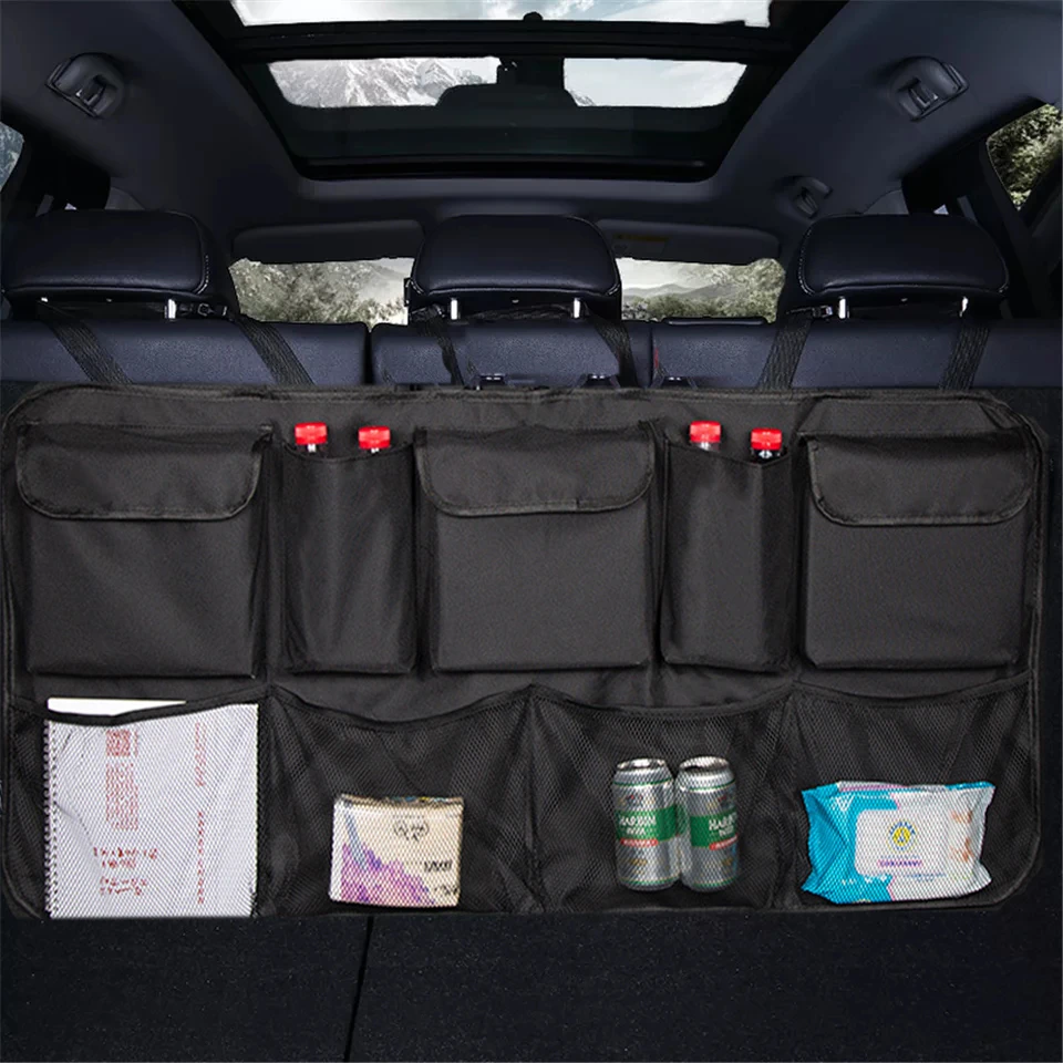 Bolsa de para maletero de coche, Universal de gran capacidad para asiento trasero, soporte de malla de carga, bolsillo|Almacenar y ordenar| - AliExpress