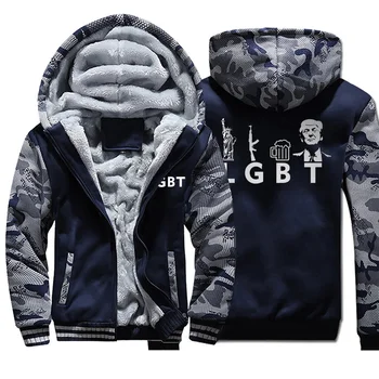 

Liberty Guns men printed hooded hoodie camouflage plus velvet thick zipper jacket 2019 fall winter casual youth homme sweatshirt