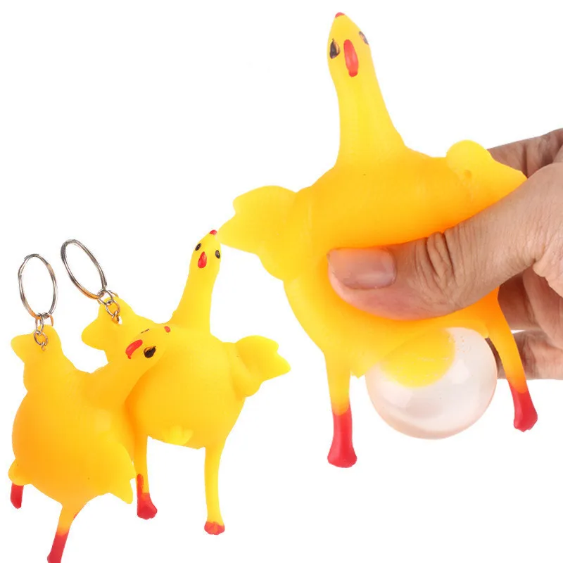 1pcs Prank Chicken Novelty Antistress Chick Lay Eggs Keychain Children Gags Practical Joke Interesting Squishy Toys | Игрушки и хобби