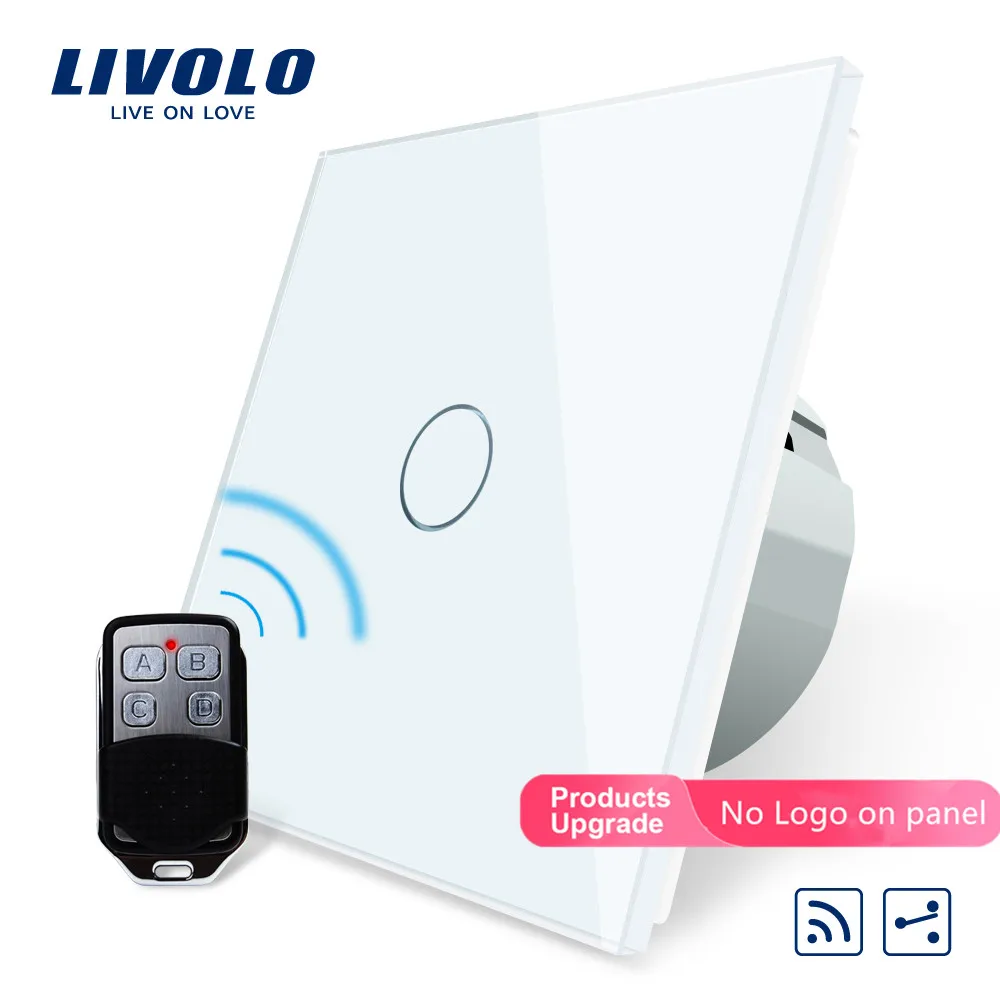 Livolo/Стандартный Беспроводной переключатель 1 Gang 2 Way, AC 220~ 250 V, с пультом дистанционного управления Функция, C701SR-1/2/3/5, без пульта дистанционного управления - Цвет: White-No logo