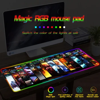 

FFFAS Gaming Mouse Pad Large Mousepad RGB Computer Mouse Pad Gamer Mause Pad Desk LED Backlit Mat Xxl Keyboard Table Mat