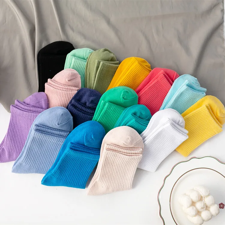 adidas socks women 100 Cotton Women Socks Fashion trend solid color women's socks pure cotton woman socks happy Girls socks Short Crew ankle socks hiking socks women