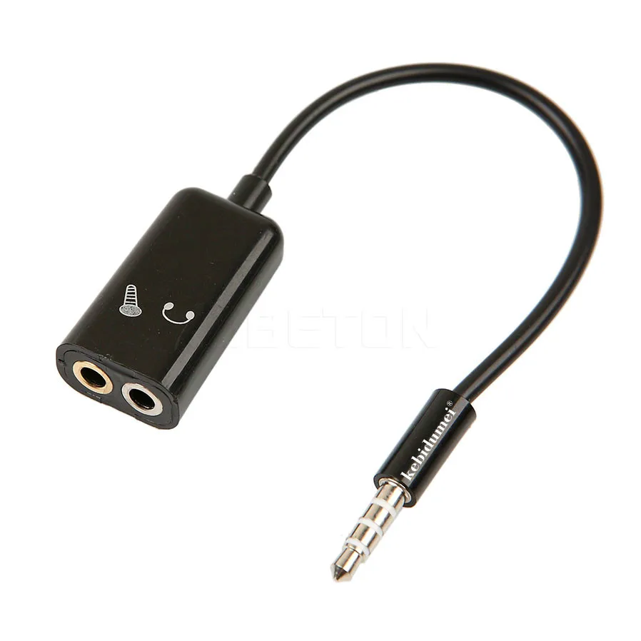 

3.5mm Mini Stereo Splitter Audio Male To Earphone Headset + Microphone Adapter Black High Quality Wire Connector
