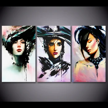 

3 Pieces Modern Girls Art Prints Poster Wall Pictures For Living Room Home Decor Canvas Painting