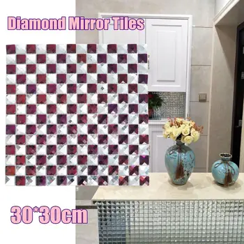 

30*30CM Diamond Mirror Tiles Silver and Purple For TV Background Wall KTV Bar Lens