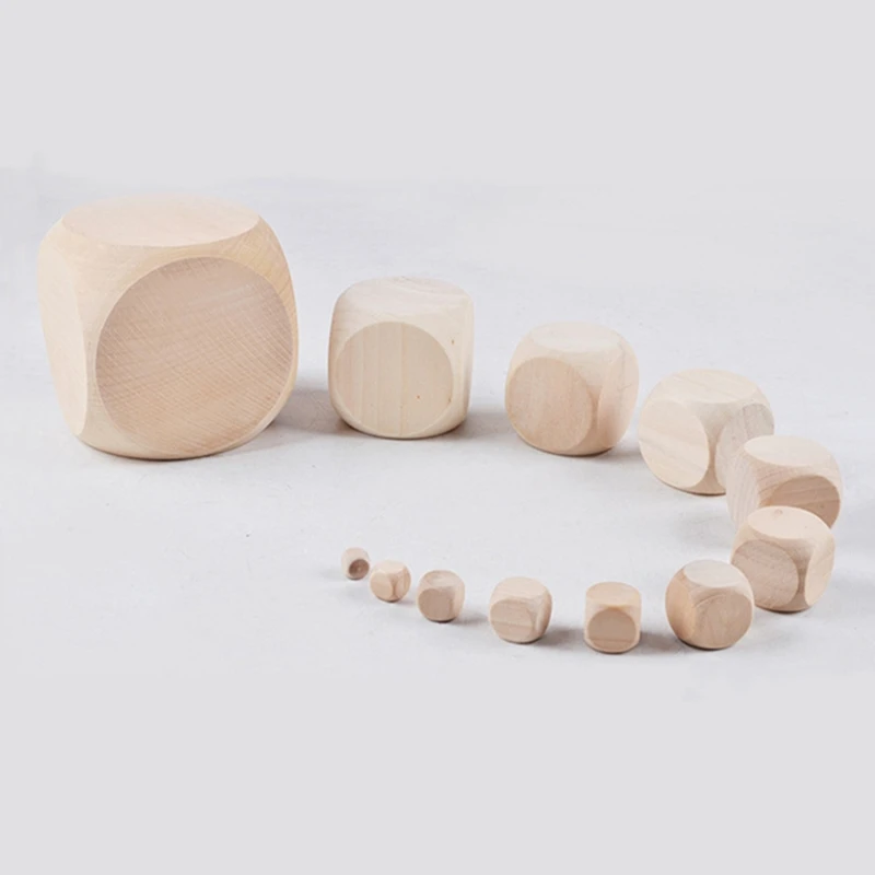 Game Dice 10pcs 6 Sided Blank Wood Dice Party Family DIY Games Printing Engraving Kid Toys Dices for Gaming for Children Wood Cube Dices