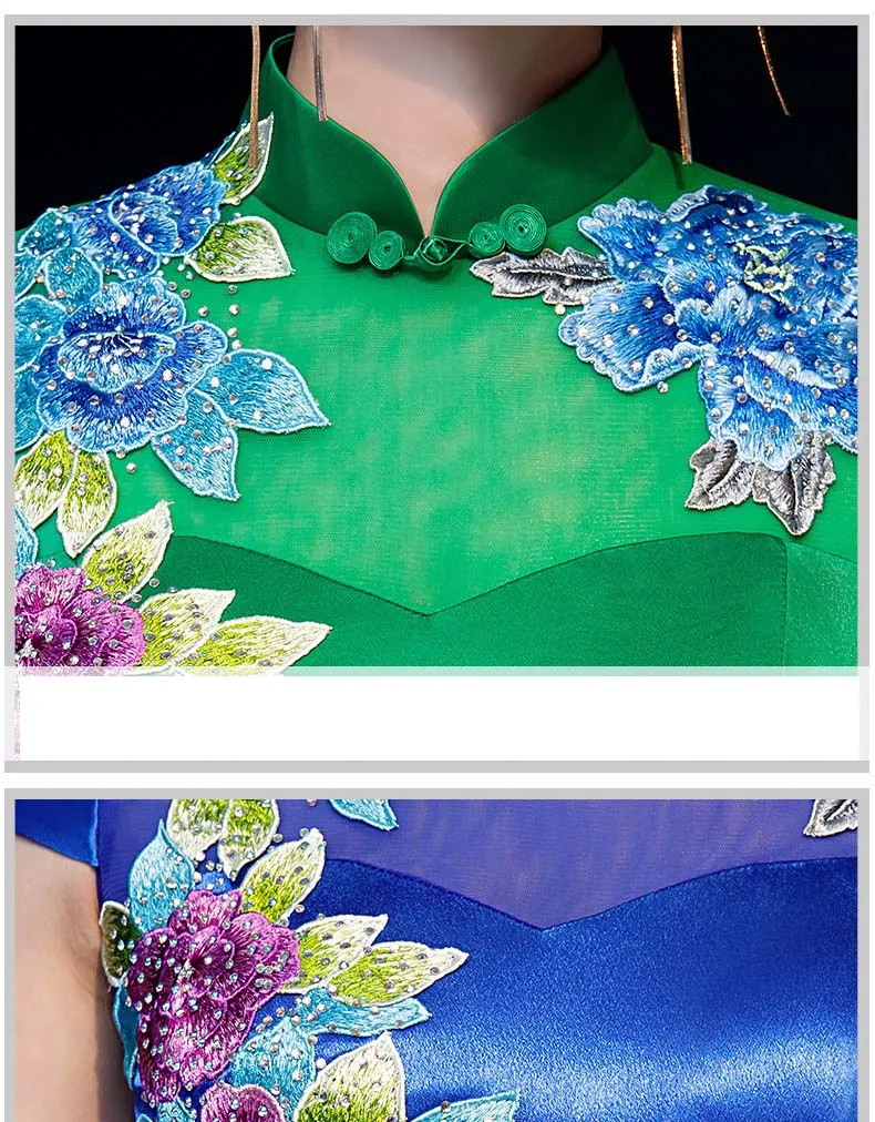 Русалка cheongsam вечернее платье длинное женское банкетное командное подиумное представление сценическое cheongsam тонкое сексуальное китайское cheongsam XL