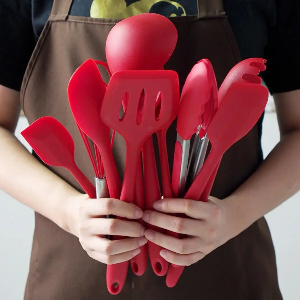 Прочные практичные термостойкие силиконовые кухонные принадлежности черный/красный кухонный инструмент