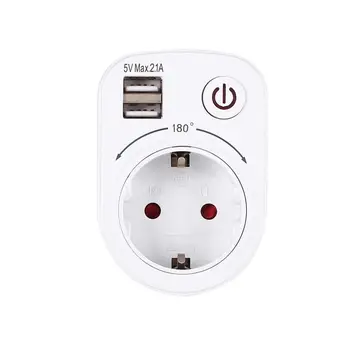 

5V 2.1A Electric Dual USB Charger Adapter EU Plug Intelligent Plug-in Wall Socket Charging Power Switch Outlet Home Travel hot