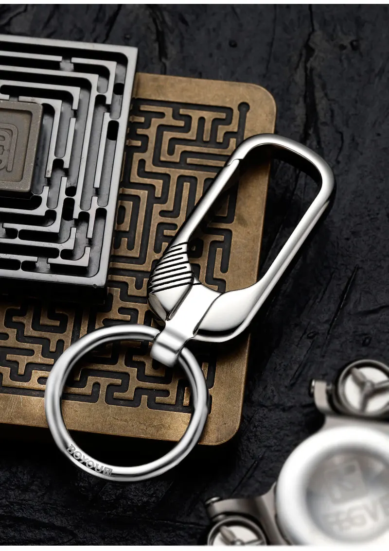 High-grade Burnt Blue Crater Handmade Titanium Alloy Keychain Men And Women Simple Luxury Car Key Chain Strong Durable