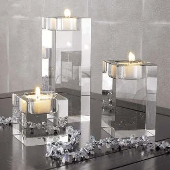 

Sparkling Crystal Candlestick High Temperature Resistance Religious Candle Holders Dinner Party Decoration Wedding Display Props