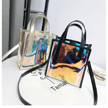 

On the new summer little fairy shoulder bag transparent laser child and mother bag ins super fire Korean fashion handbag