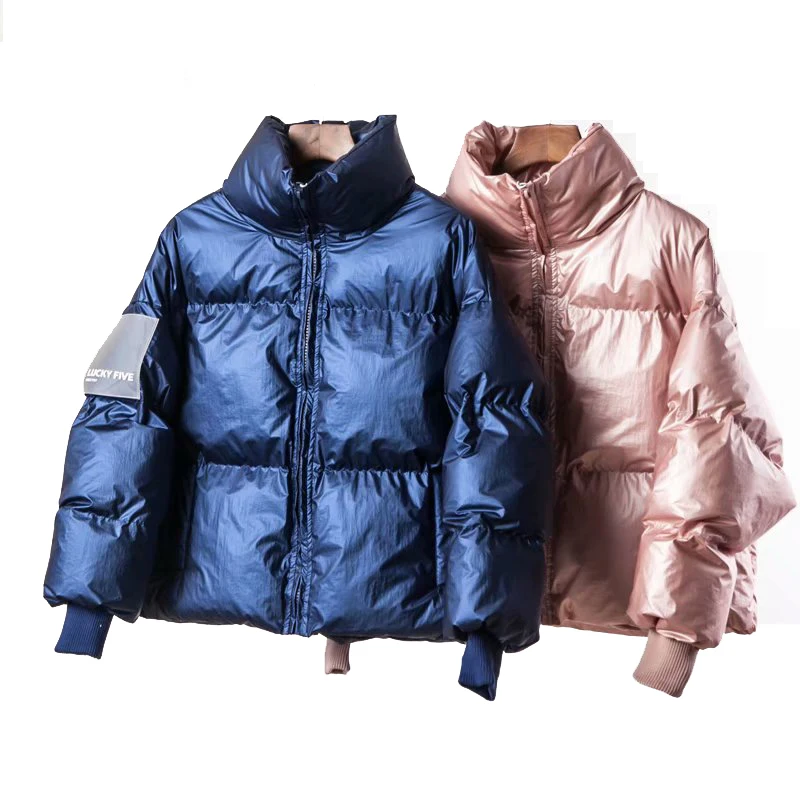 Зимняя Глянцевая пуховая парка женские куртки больших размеров зимняя теплая синяя Толстая парка Свободное пальто зимняя женская куртка верхняя одежда