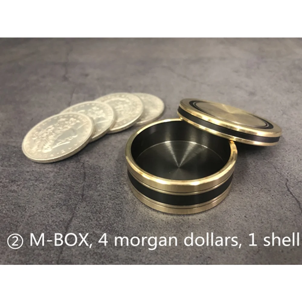 buddha okito box 2 0 half dollar shell magic tricks stage close up magia coin appear penetrate magie illusion gimmick props M-BOX by Jimmy Fan (Morgan Size）Magic Tricks  Okito Coin Box Magia Stage Close Up Magie Penetrate Magica Illusion Gimmick Props