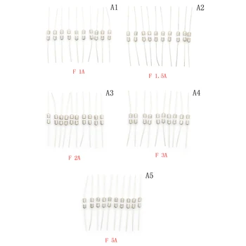 

10Pcs/lot 250V Double iron cap Axial Slow Glass fuse with lead wire Mix Set 1A/1.5A/2A/3A/5A 3.6*10mm Wholesale