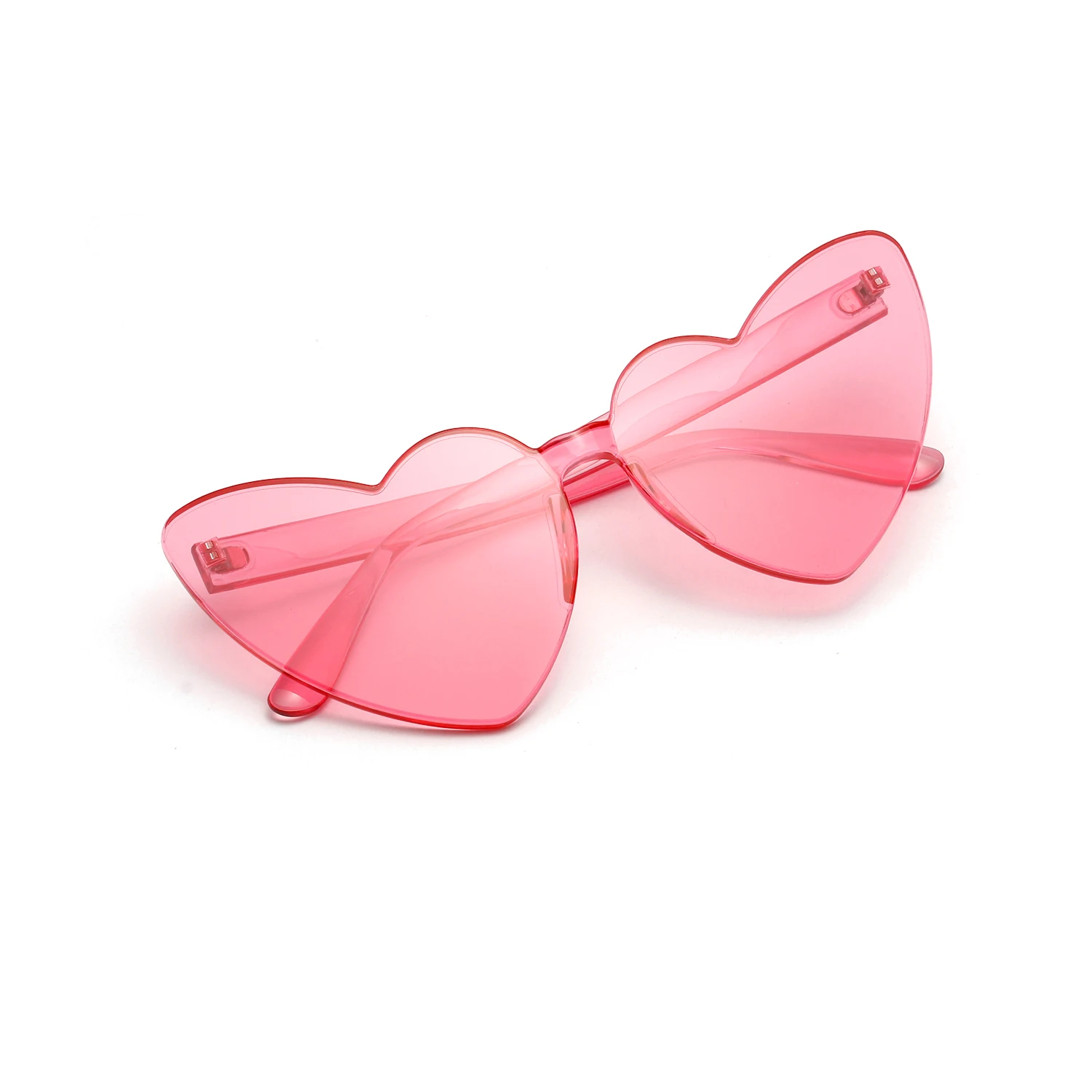 pink Новое поступление, яркие цвета, сердце, большие, негабаритные оттенки, интегрированные, без оправы, солнцезащитные очки для женщин, милые, крутые, люксовый бренд, 90 s, фестиваль - Цвет линз: pink