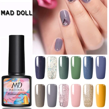 

MAD DOLL 8ml Gel Nail Polish Glitter Gel Colorful One-shot Soak Off UV Gel Varnish Long Lasting Nail Art Design Gel