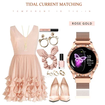 

Round Smart Bracelet for Women Waterproof Blood Pressure Heart Rate Measuring ND998