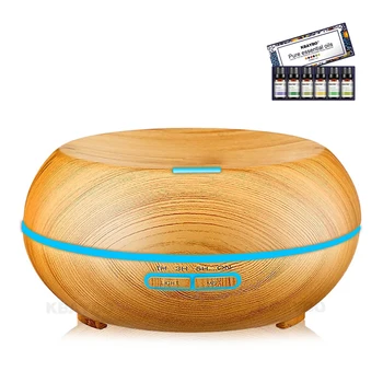 

New style Flat head Wood Grain Ultrasonic Humidifier Air Humidifier Oil Diffusers for Office Home Bedroom Living Room