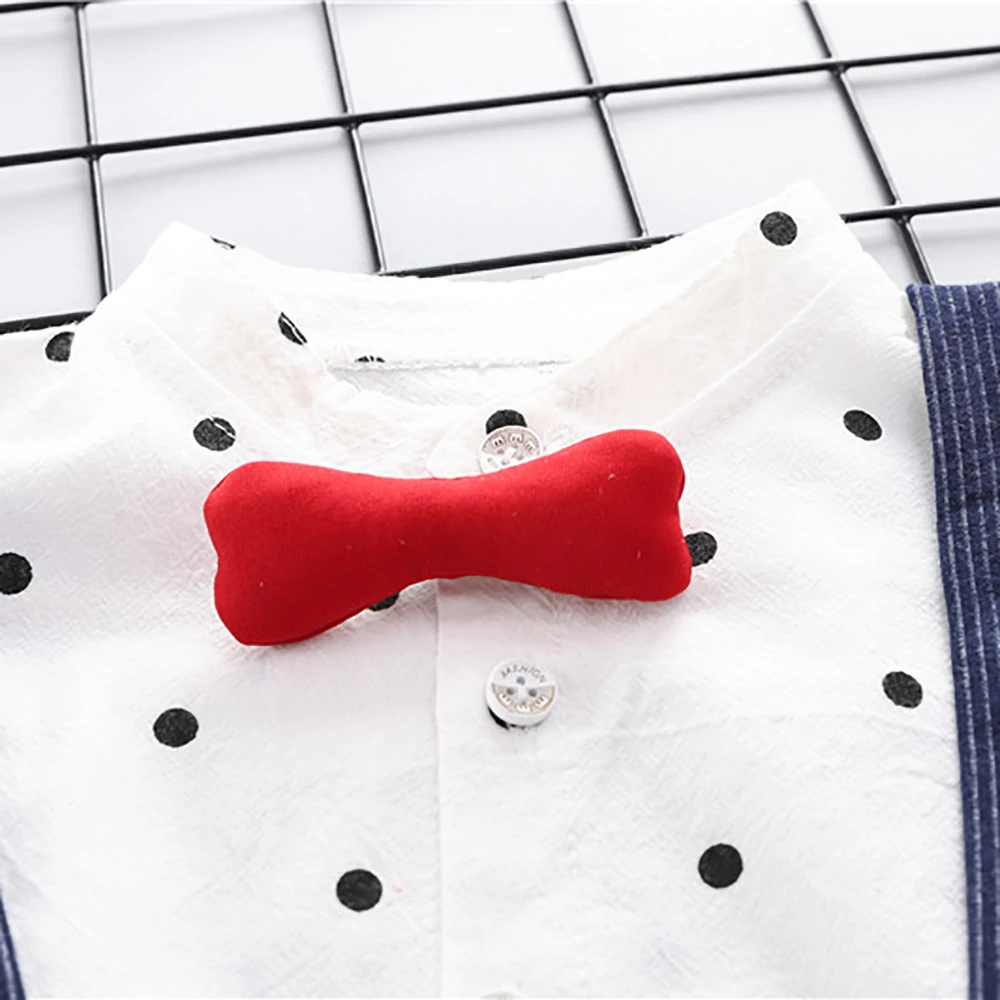 HE Hello Enjoy/Одежда для маленьких мальчиков г. Летняя детская одежда короткая рубашка с галстуком-бабочкой+ шорты на подтяжках комплекты для детей