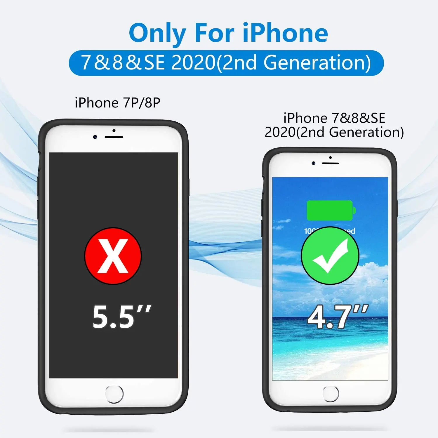 Чехол для аккумулятора Yan Bu iPhone 8/7/SE 2020 (2 го поколения) тонкие силиконовые