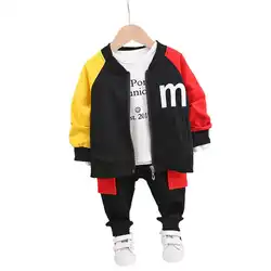 Roupas infantis de primavera/outono, camiseta e calça infantis com zíper