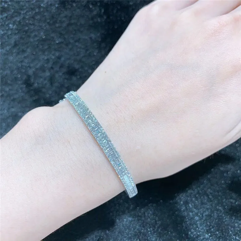White gold diamond Хорошее ювелирное изделие 18 К золотой браслет с натуральным бриллиантом можно выбрать Муассанит для женщин роскошный стиль - Цвет камня: White gold diamond
