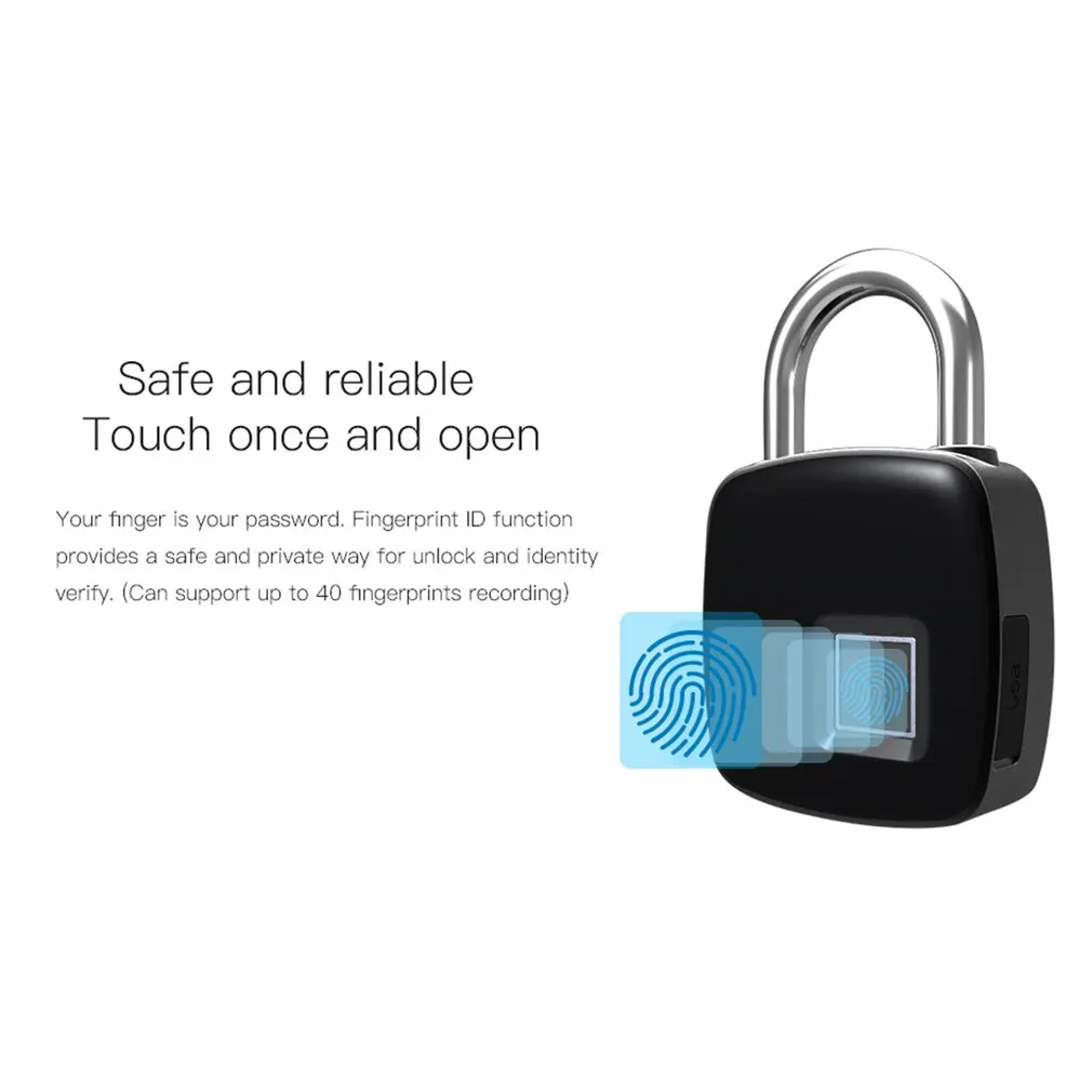 

Smart Keyless Fingerprint Lock P3+ USB Rechargeable Access BT Security Padlock Door Luggage Case Lock For Android iPhone
