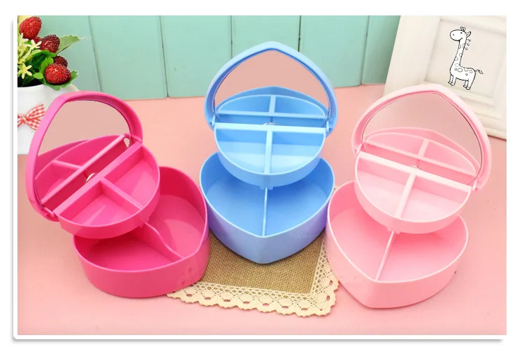 Girls Jewelry Box Heart-shaped children cartoon princess Cosmetic case cosmetics storage box necklace tiara box dressing mirror