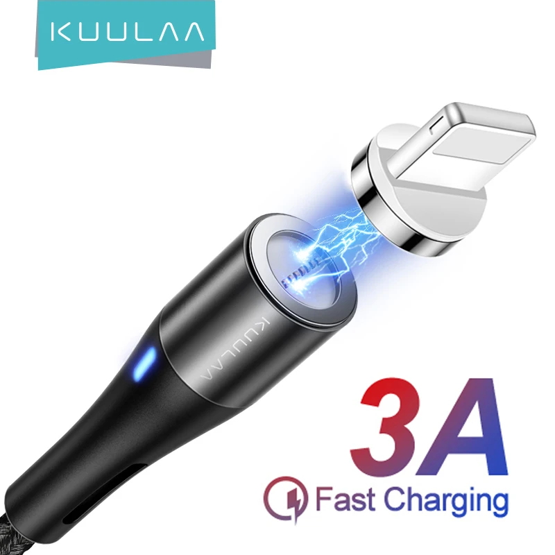 Магнитный кабель KUULAA для iPhone 12 11 Pro Max X XS XR 8 7 Plus 3A быстрой зарядки магнитное