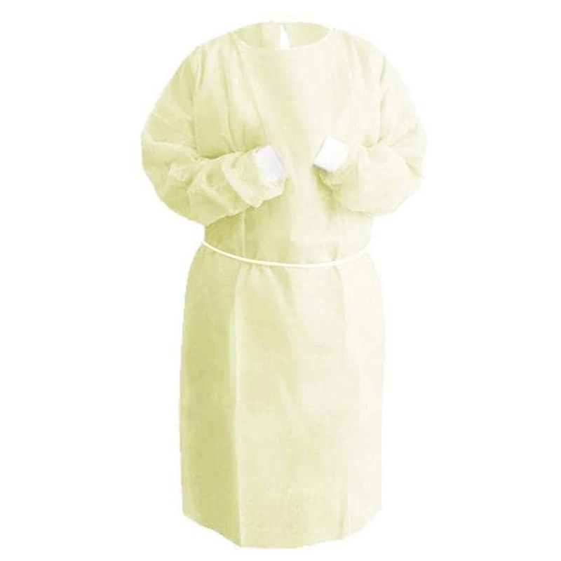 

Yellow Disposable Isolation Gown Protective Isolation Gown Clothing, Non-Woven, Anti-Fog Anti-Particle FluidResistant Impervious