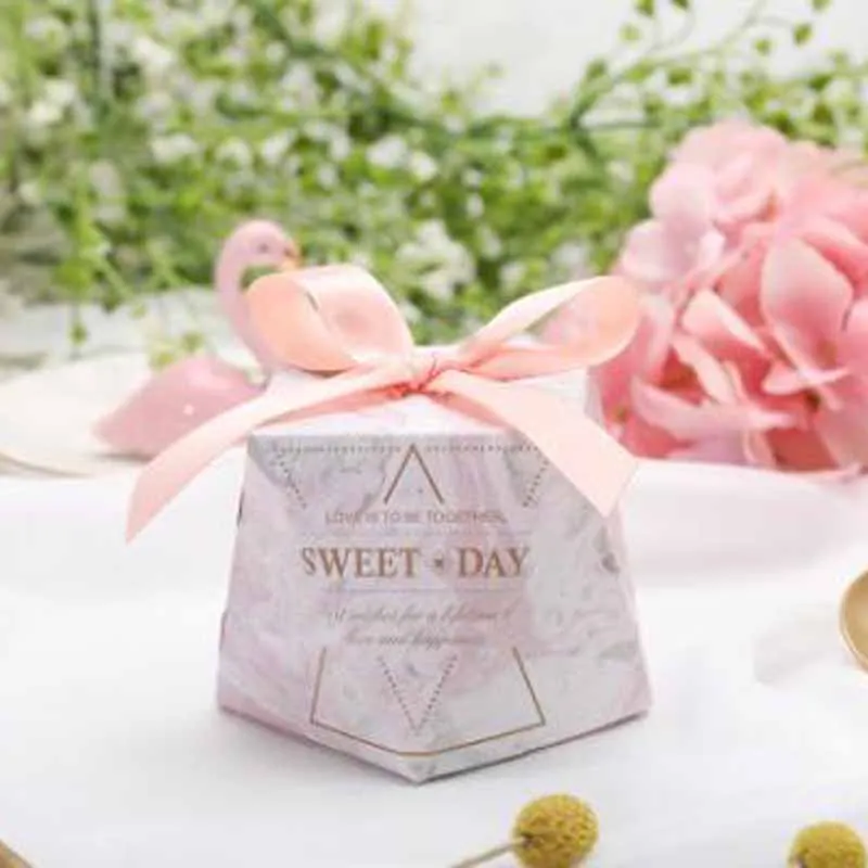 Pink box meat powder DIY, 50 коробок+ 50 лент, 19 видов, стильная Алмазная коробка для конфет, Свадебная коробка для конфет, лесная свежая серия, Подарочная коробка для конфет, вечерние принадлежности - Цвет: Pink box meat powder
