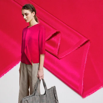 

Rose red natural heavy mulberry silk crepe de chine fabric cloth 114cm width 30 mm anti-wrinkle soft shirt bedding dress fabric