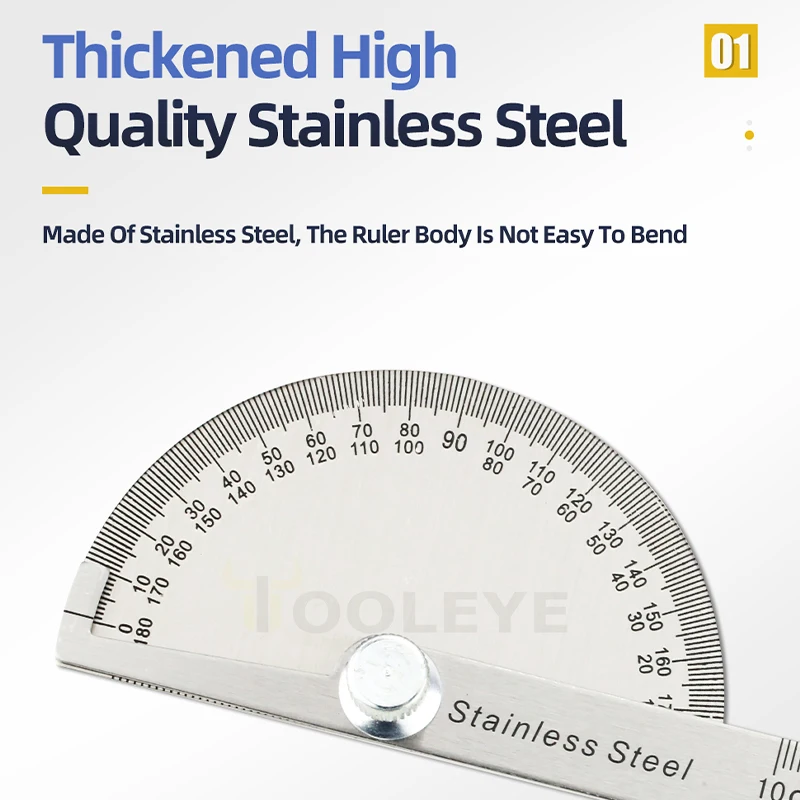 Angle Protractor 180 Degree Metal Angle Finder Ruler Woodworking Tools Measuring Stainless Steel Goniometer