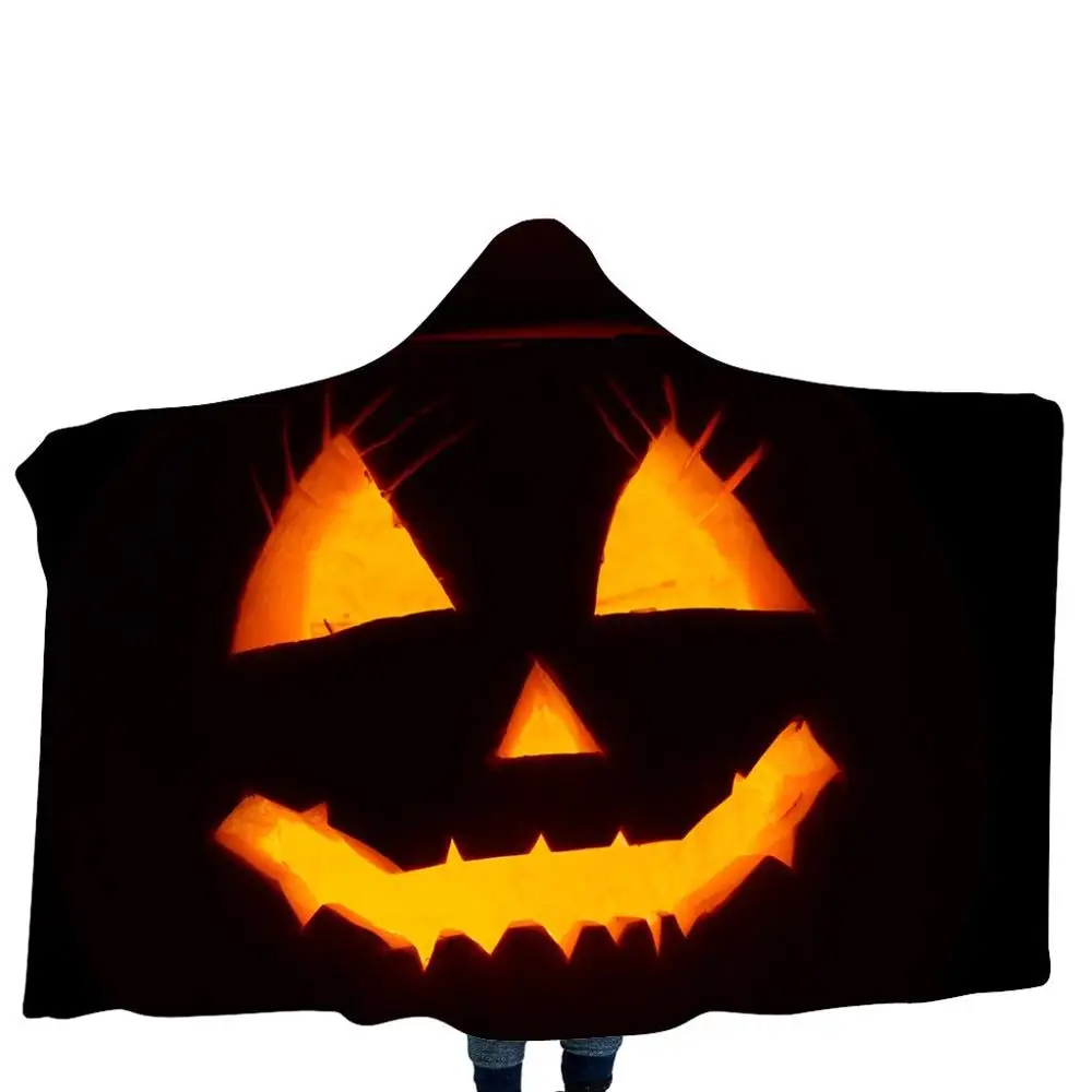 Детское зимнее теплое одеяло с рисунком тыквы на Хэллоуин, домашняя забавная накидка, детское одеяло, плащ с капюшоном, вечерние костюмы для косплея - Цвет: M