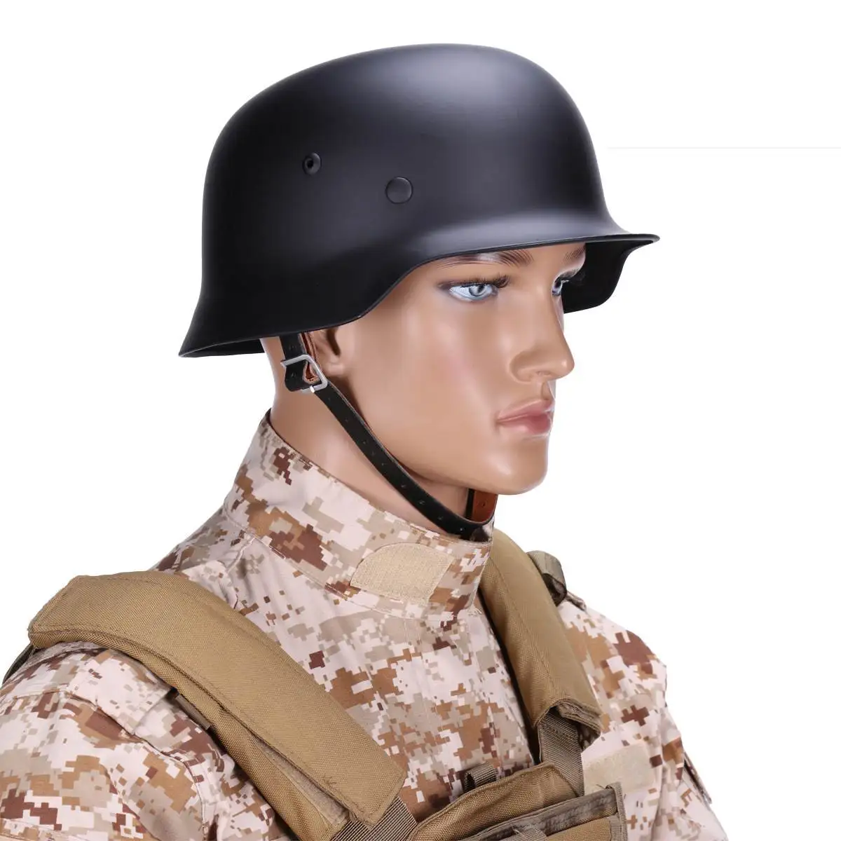 Audew Half Motorcycle Helmets Black Steel Helmet Cap Safety Hard Hat Video Props Cosplay Tools Collections For Army M35 M1935