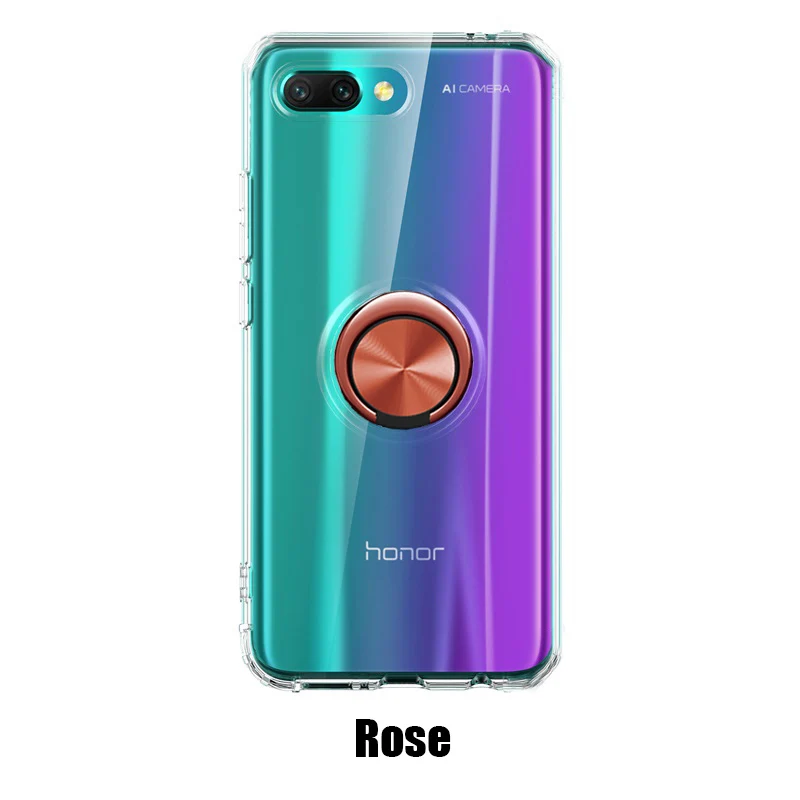 Huawei Honor 10 чехол Honor10 прозрачный Чехол Броня ультра тонкий защитный чехол для Honor 10 прозрачный автомобильный держатель кольцо тонкий Чехол - Цвет: Розовый