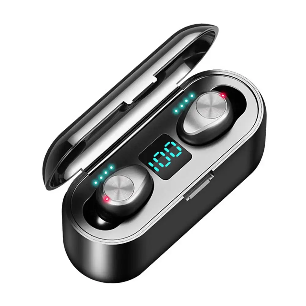 Мини наушники F9 Bluetooth 5,0 TWS беспроводные стерео наушники для зарядки Спортивная гарнитура 2000 мАч